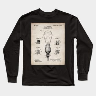 Light Bulb Patent - Industrial Design Architectural Decor Art - Antique Long Sleeve T-Shirt